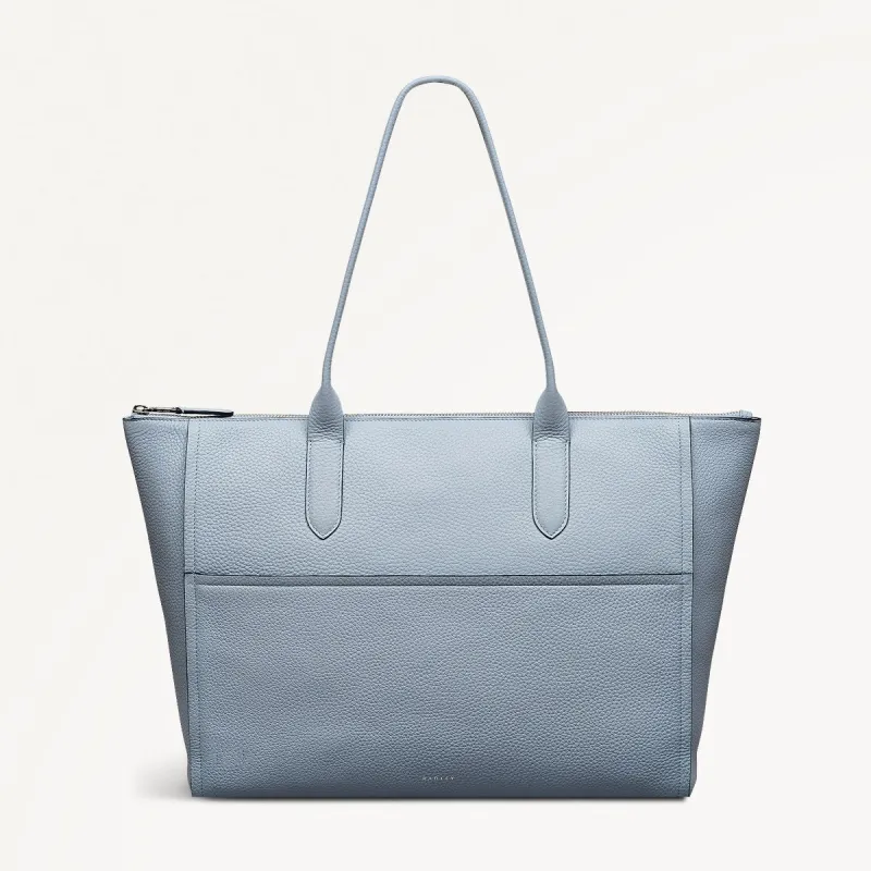 Oak Street Leather Medium Ziptop Tote Bag in Smoke Blue - 110643 sold by Radley