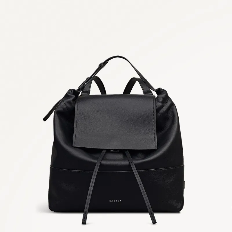 The Portobello Leather Medium Drawstring Backpack in Black - 112191 sold by Radley