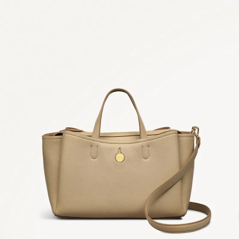 Bathurst Mews Leather Medium Ziptop Grab Bag in Stone - 110659 sold by Radley