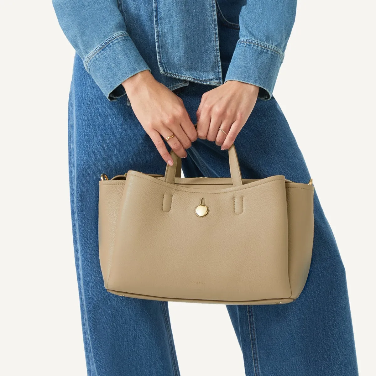 Bathurst Mews Leather Medium Ziptop Grab Bag in Stone - 110659 sold by Radley product image thumbnail 5