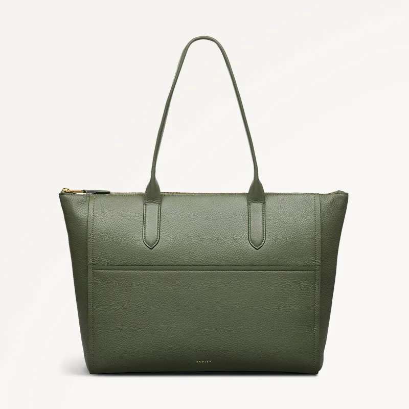 Oak Street Leather Medium Ziptop Tote Bag in Dark Olive - 110187 sold by Radley