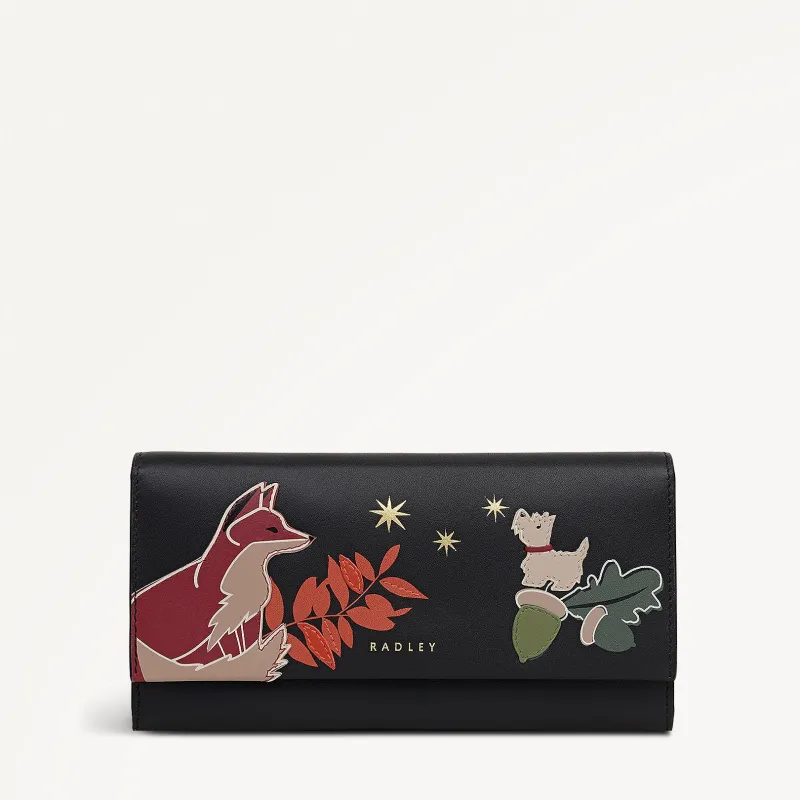 Fleeting Fox Leather Large Flapover Wallet in Black - 112796 sold by Radley