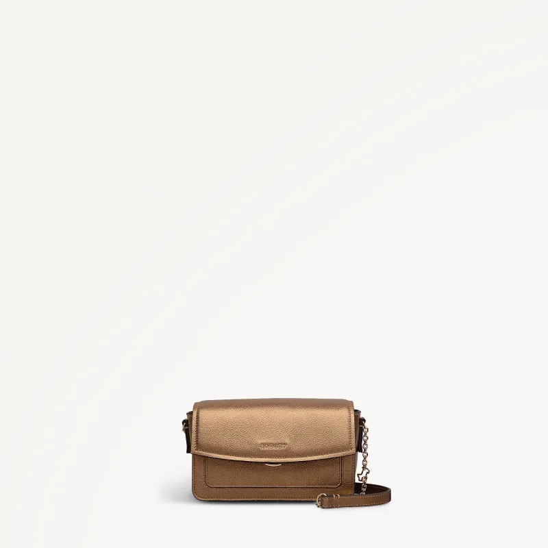 Albert Road Leather Mini Flapover Cross Body Bag in Olive Gold - 112740 sold by Radley