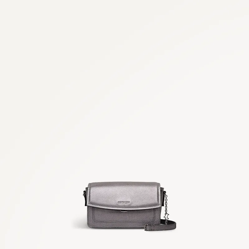 Albert Road Leather Mini Flapover Cross Body Bag in Gun Metal - 112739 sold by Radley
