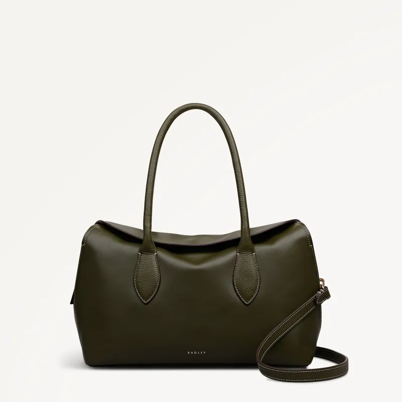 Liverpool Gardens Leather Medium Ziptop Grab Bag in Pine Needle - 112749 sold by Radley