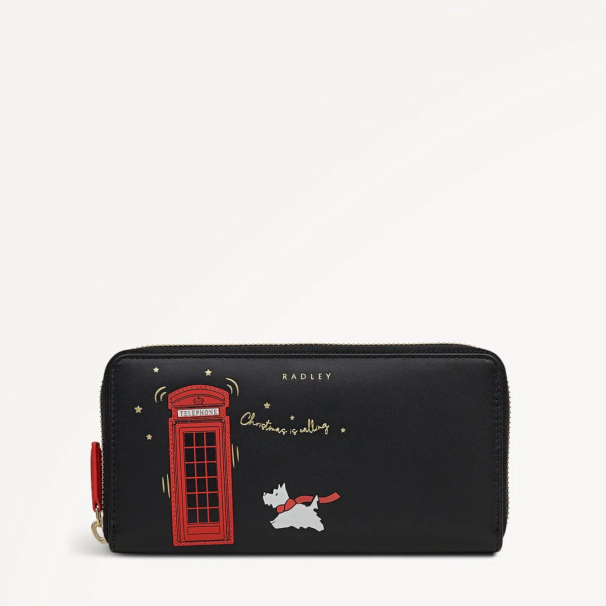 Christmas Is Calling Leather Large Zip Around Wallet in Black - 112810 sold by Radley