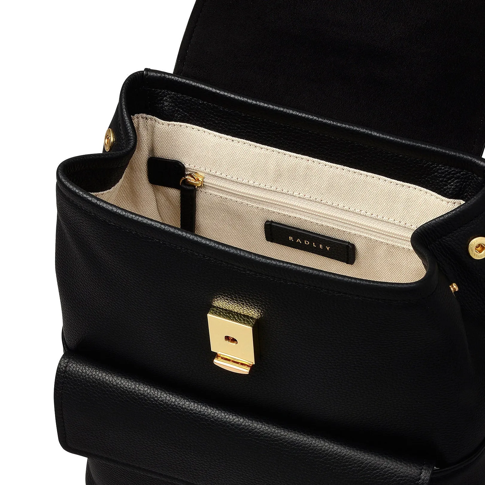 Brompton Crescent Leather Medium Flapover Backpack in Black - H2326001 sold by Radley product image thumbnail 3