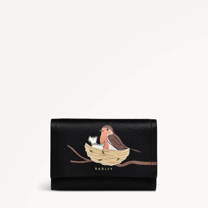 Robin Leather Robin Medium Flapover Wallet Black in Black - 110604 sold by Radley