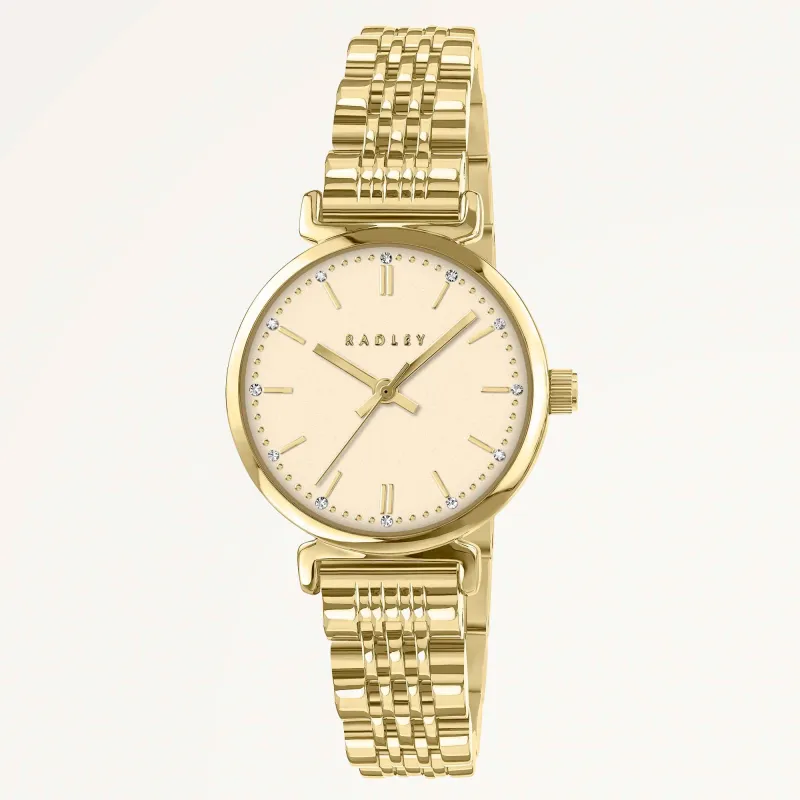 Roman Crescent T-Bar Bracelet Watch Gold - RY4672 made by Radley