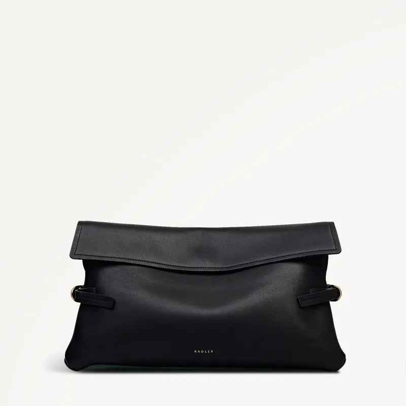 Fleet Street Leather Large Flapover Clutch Bag in Black - 112284 sold by Radley