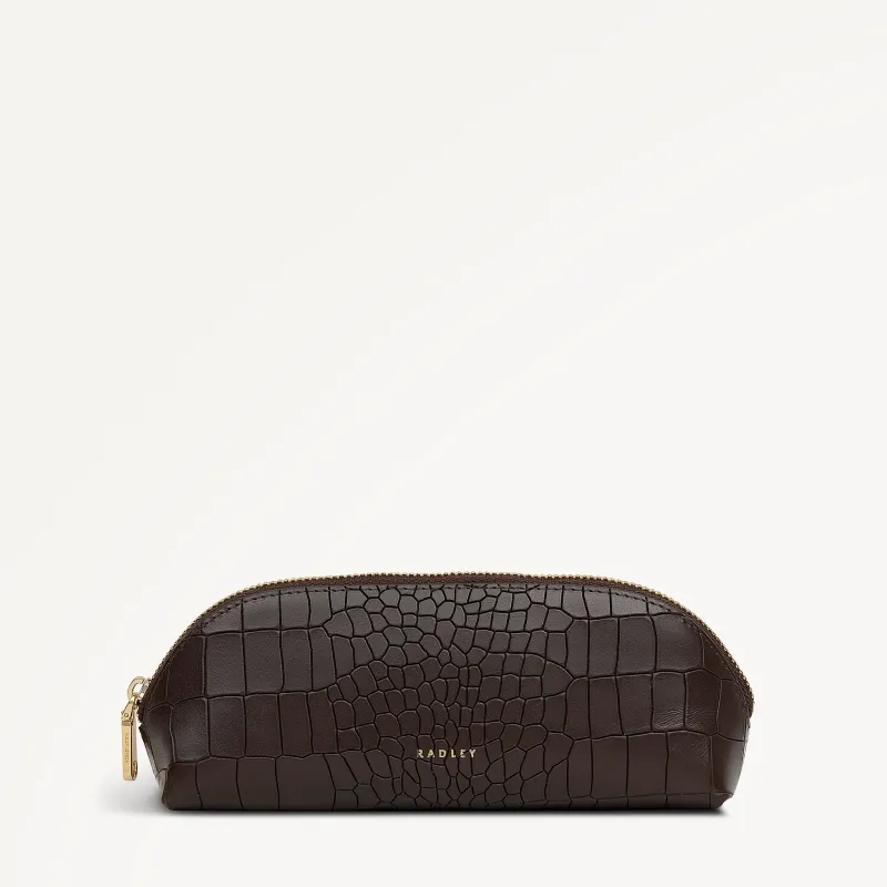 Commute Street Leather Small Ziptop Pencil Case in Dark Oak - 112112 sold by Radley
