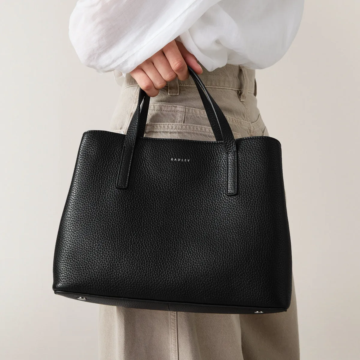 Dukes Place Leather Medium Ziptop Grab Bag in Black - H2464001 sold by Radley product image thumbnail 2