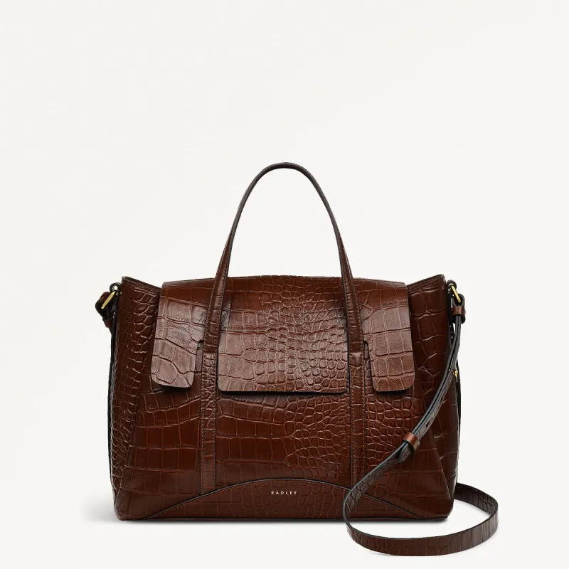 THE CHANCERY - FAUX CROC MEDIUM FLAPOVER GRAB WALNUT sold by Radley