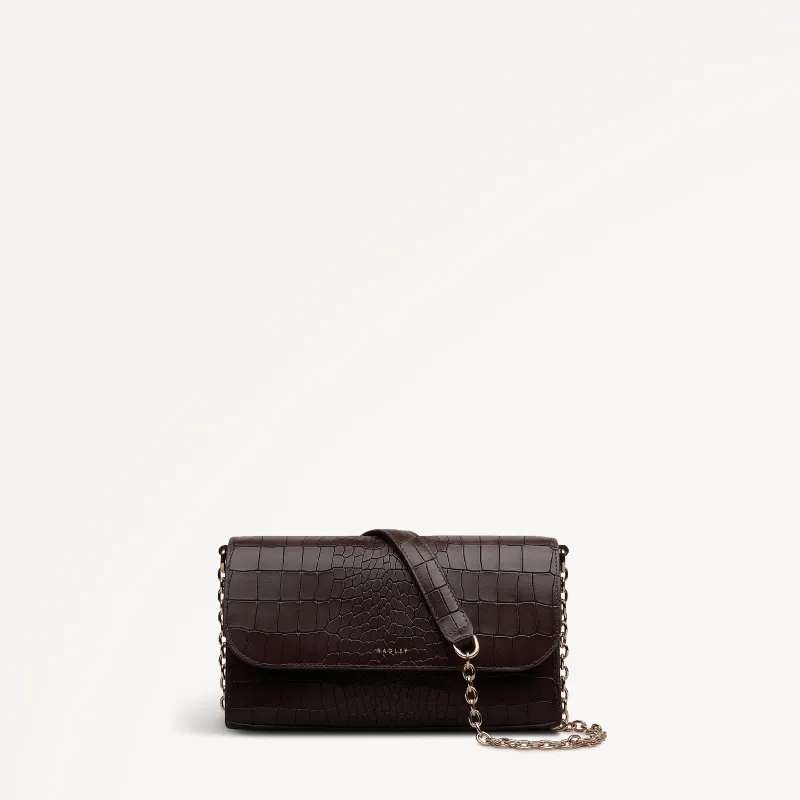 The Rathbone - Faux Croc Micro Flapover Cross Body Dark Oak - 112312 sold by Radley