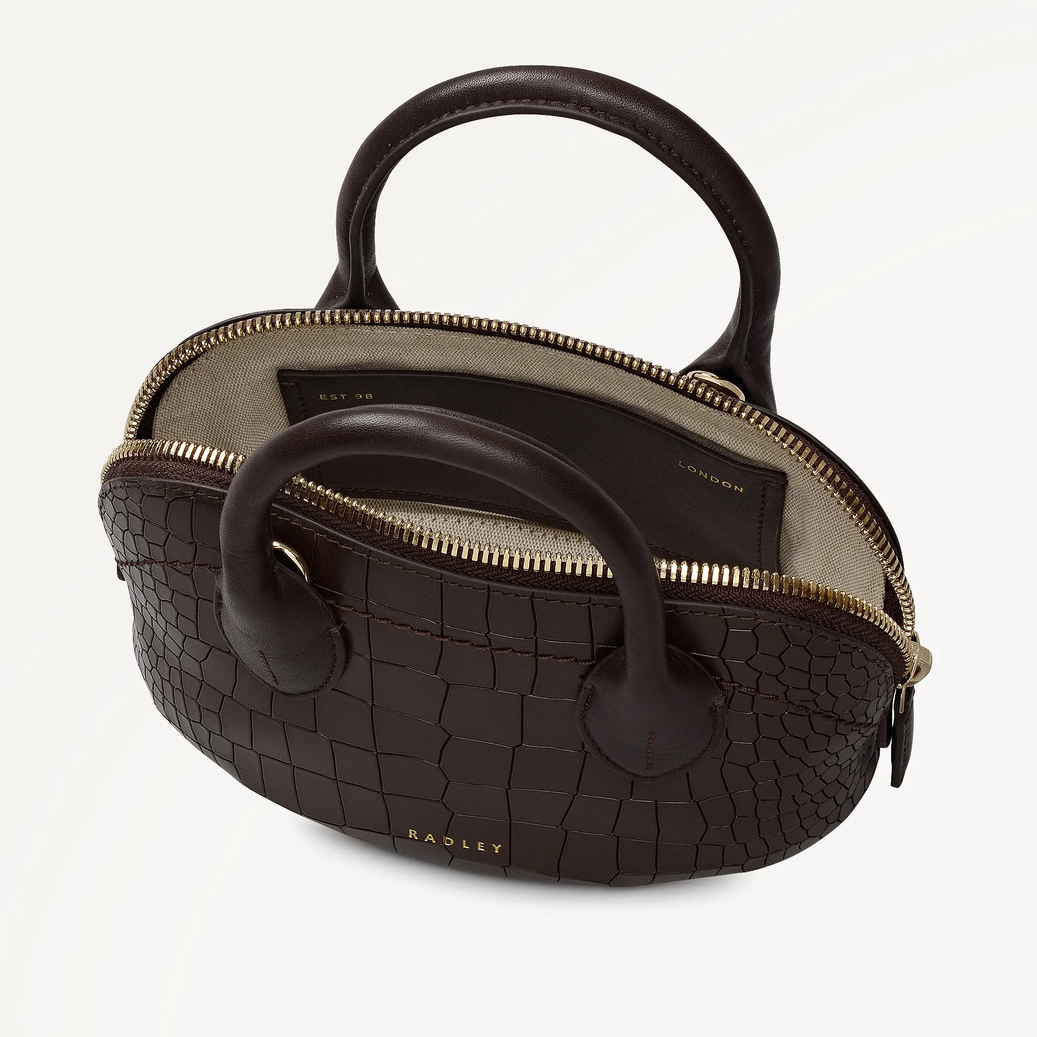 The Muriel Leather Mini Ziptop Grab Bag in Dark Oak - 112298 sold by Radley product image thumbnail 4