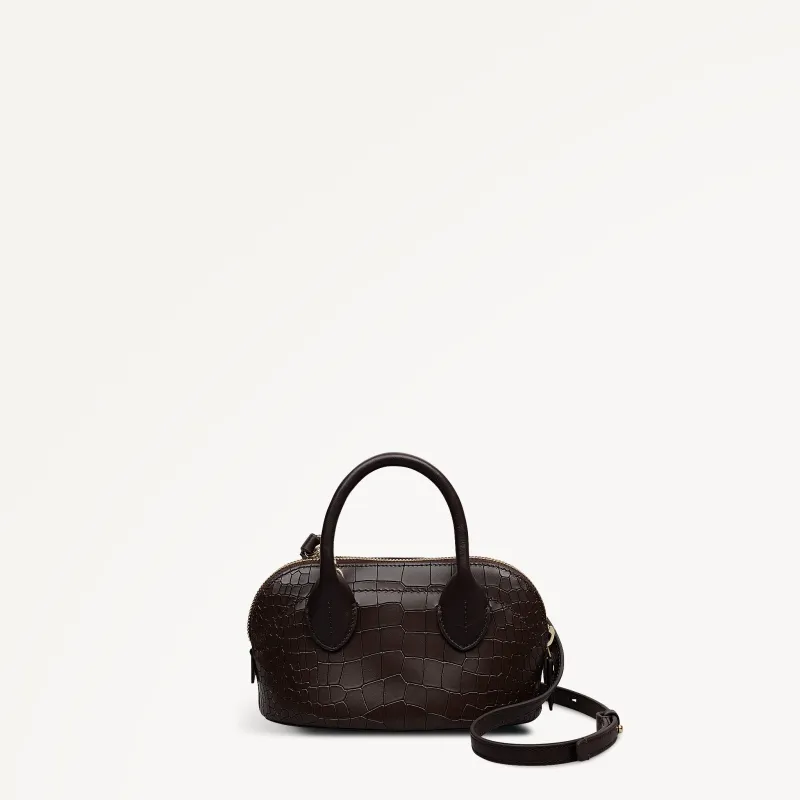 The Muriel Leather Micro Ziptop Grab Bag in Dark Oak - 112298 sold by Radley