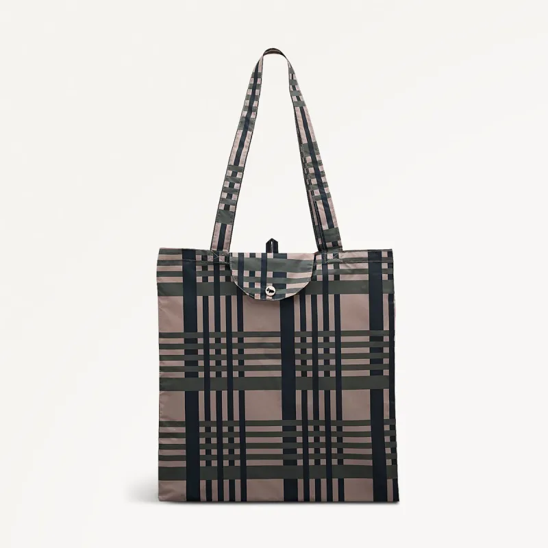 Check Fabric Responsible Foldaway in Porcini - 112519 sold by Radley