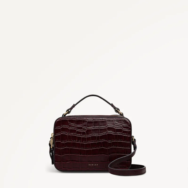 Hadley Lane - Faux Croc Medium Ziptop Cross Body Dark Cherry - 112945 sold by Radley