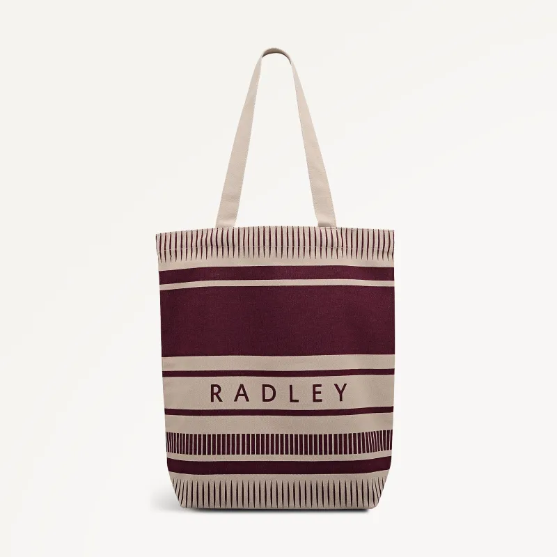 RADLEY STRIPE LARGE OPEN TOP TOTE DARK CHERRY sold by Radley