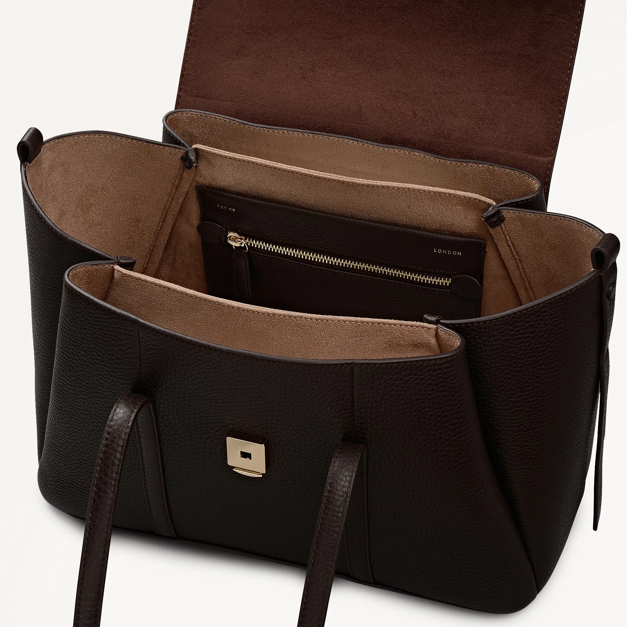 The Chancery Leather Medium Flapover Shoulder Bag in Dark Oak - 113311 sold by Radley product image thumbnail 3