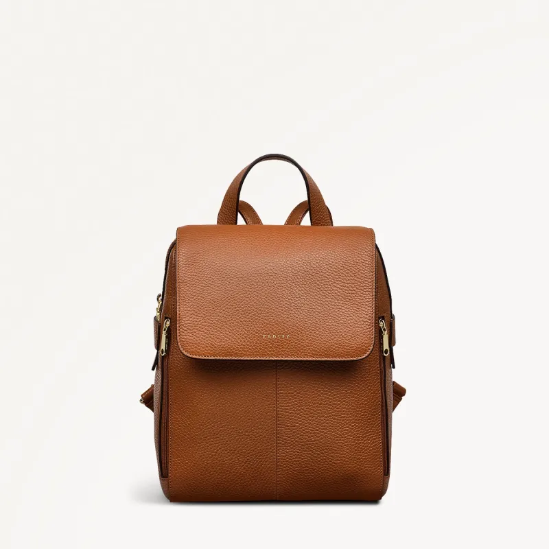 Lorne Close Leather Medium Flapover Backpack in Indus Tan - 111843 sold by Radley