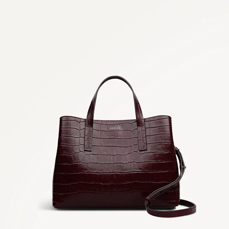 Dukes Place - Faux Croc Medium Ziptop Grab Dark Cherry - 113026 sold by Radley