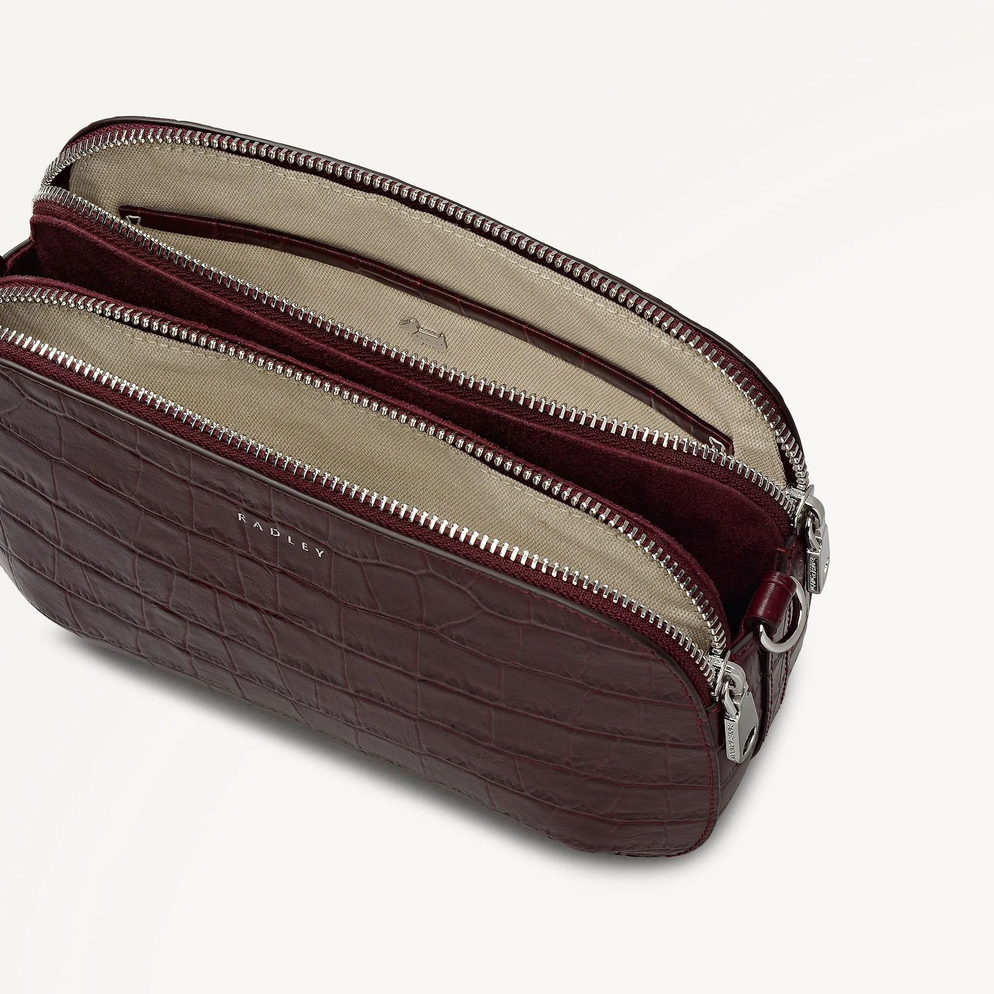 Dukes Place - Faux Croc Medium Ziptop Cross Body Dark Cherry - 113024 sold by Radley product image thumbnail 4