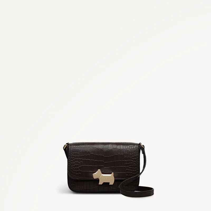 Percy Grove - Faux Croc Medium Flapover Cross Body Dark Oak - 113281 sold by Radley