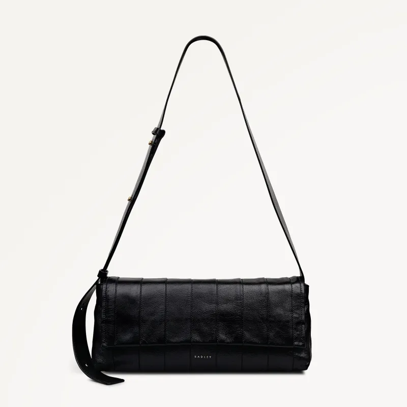 The Annabel - Stripe Medium Flapover Shoulder Black - 113072 sold by Radley