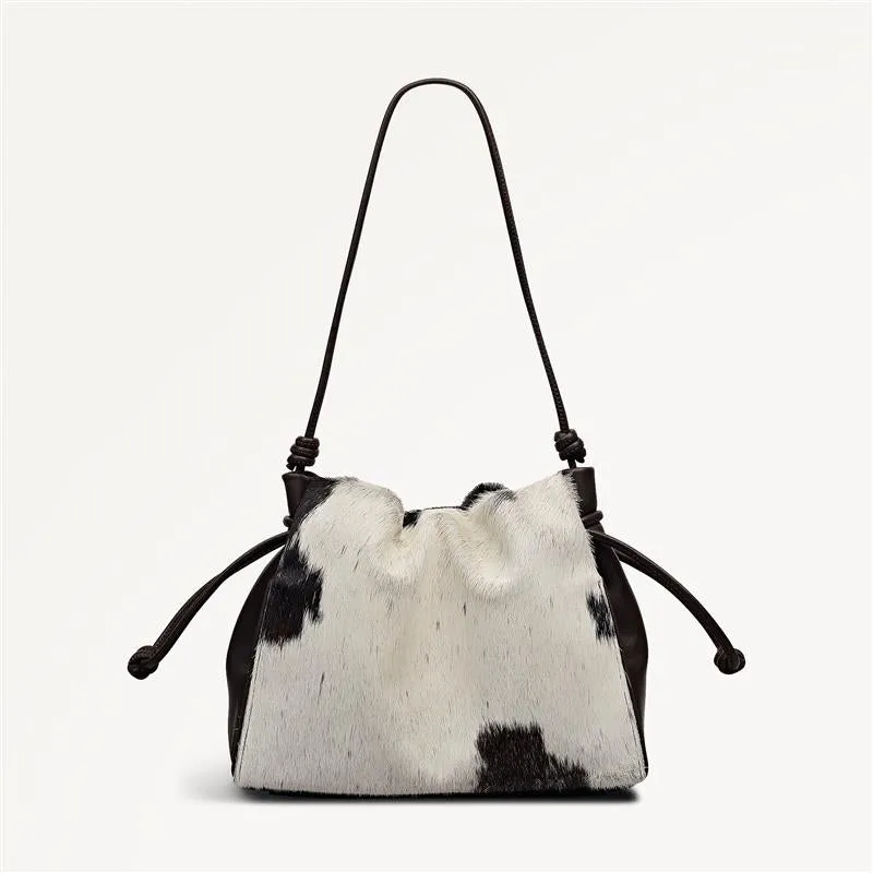 The Roxburgh - Cow Hide Medium Drawstring Cross Body Dark Oak - 113070 sold by Radley