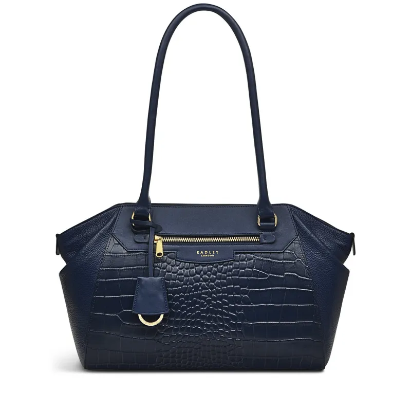 Valley Grove Leather Medium Ziptop Shoulder Bag in Ink - H8787401 sold by Radley