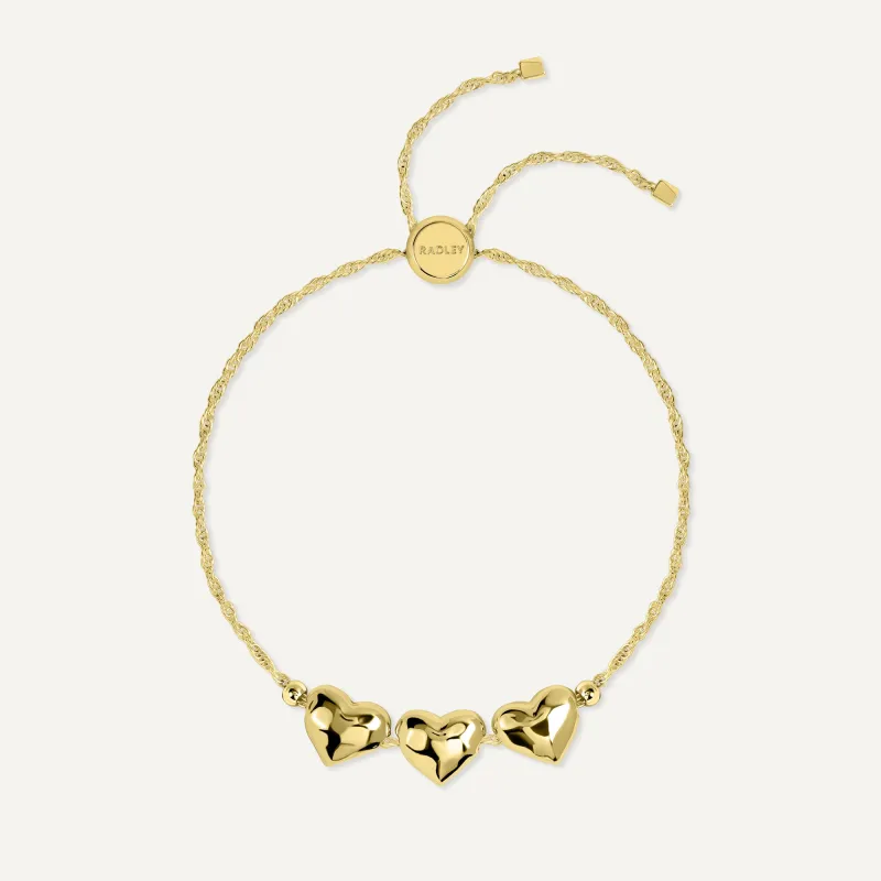 Love Lane Hammered Heart Charm Bracelet Gold - RYJ3670S made by Radley