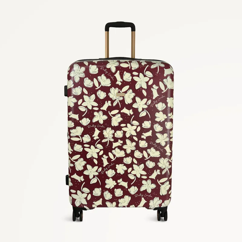 Thrift Floral 4 Wheel Large Suitcase Dark Cherry - 112887 made by Radley