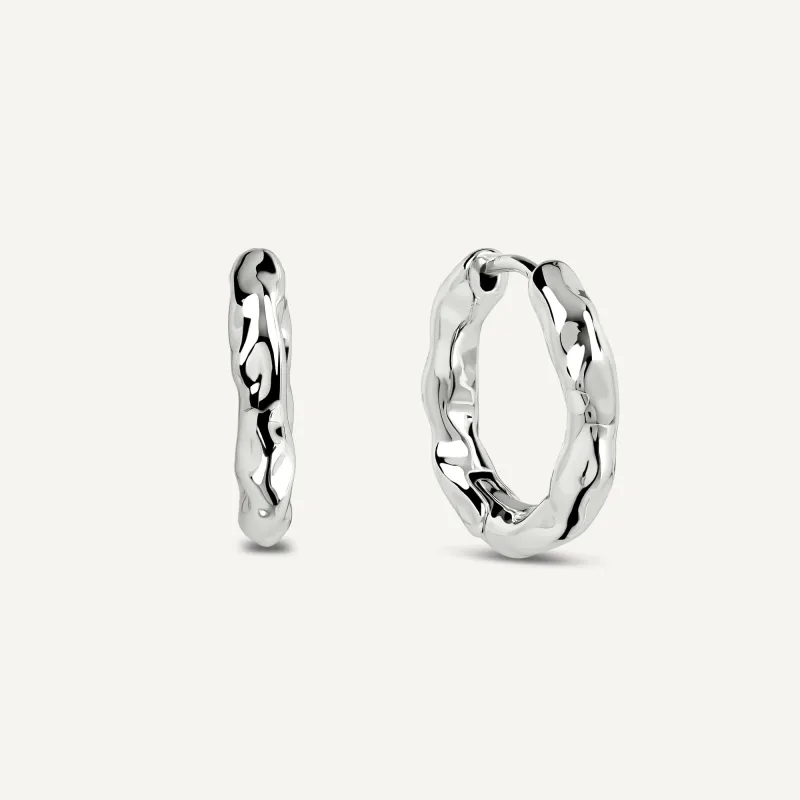 Hadley Lane Silver Plated Hammer Hoop Earr Silver - RYJ1641S made by Radley