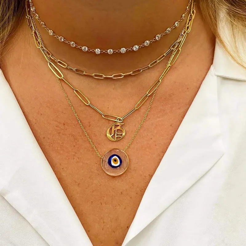 Antique Evil Eye Necklace in Clear sold by Ragen Jewels