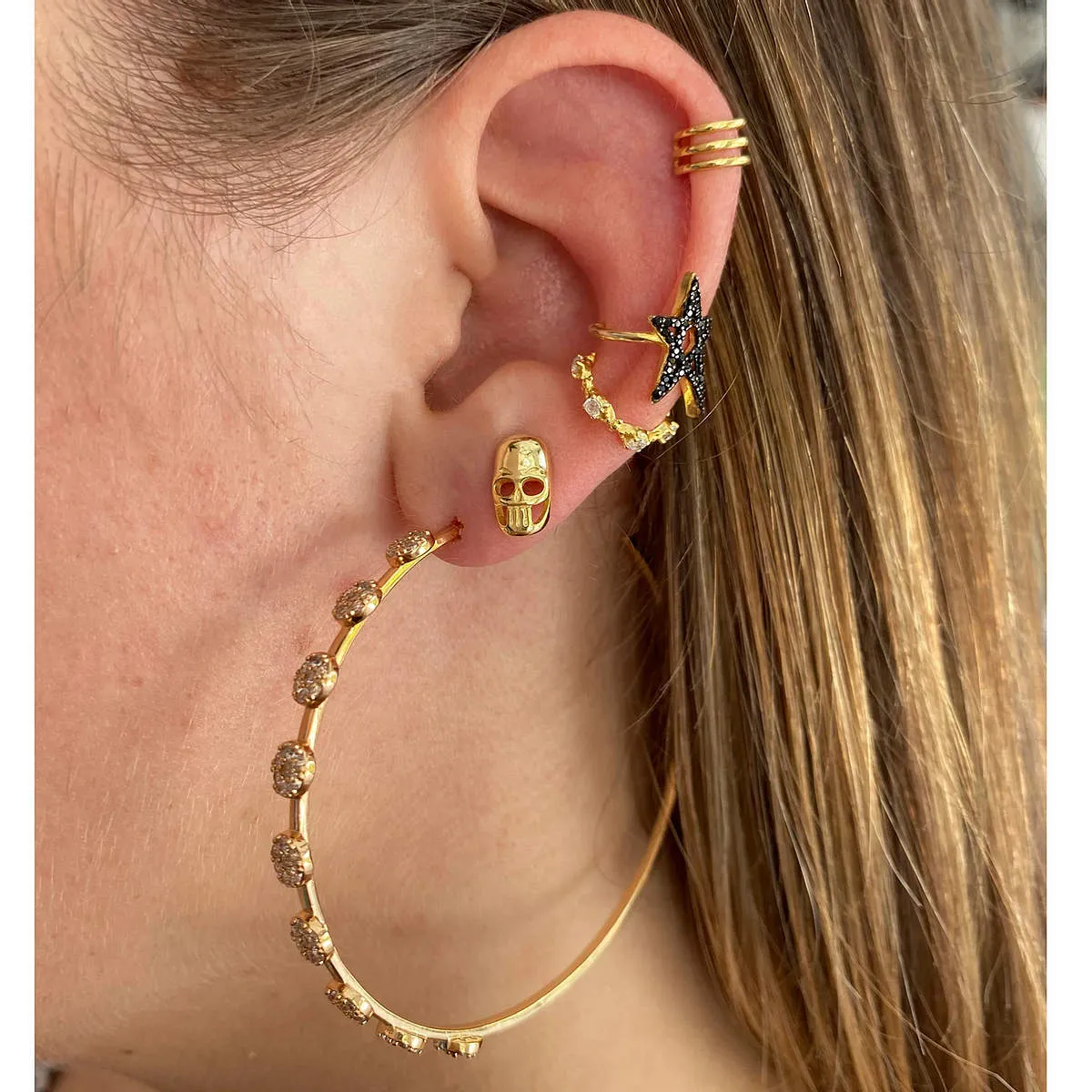 Crystal Swiss Dot Hoops sold by Ragen Jewels product image thumbnail 2