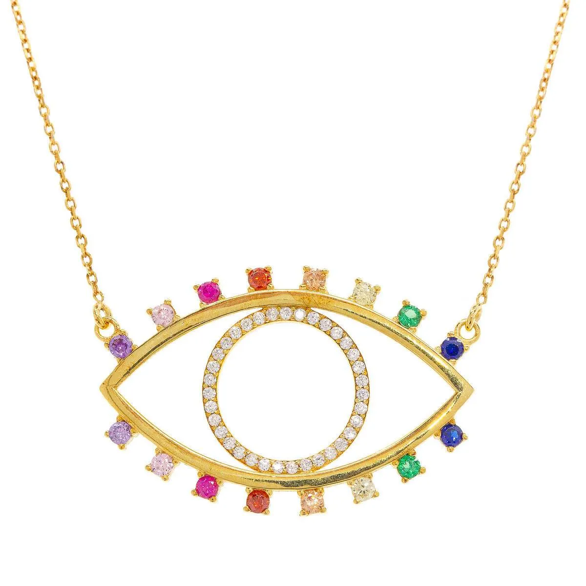 Over the Rainbow Evil Eye Necklace sold by Ragen Jewels product image thumbnail 4