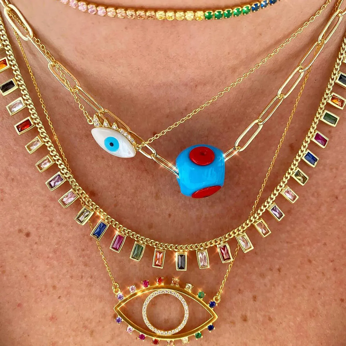 Over the Rainbow Evil Eye Necklace sold by Ragen Jewels product image thumbnail 2