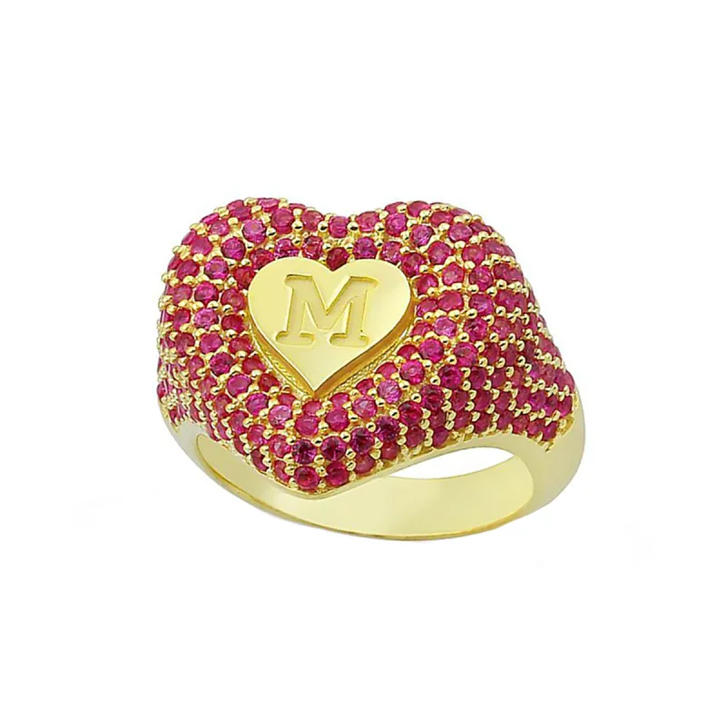 Initial of My Heart Ring in Garnet sold by Ragen Jewels