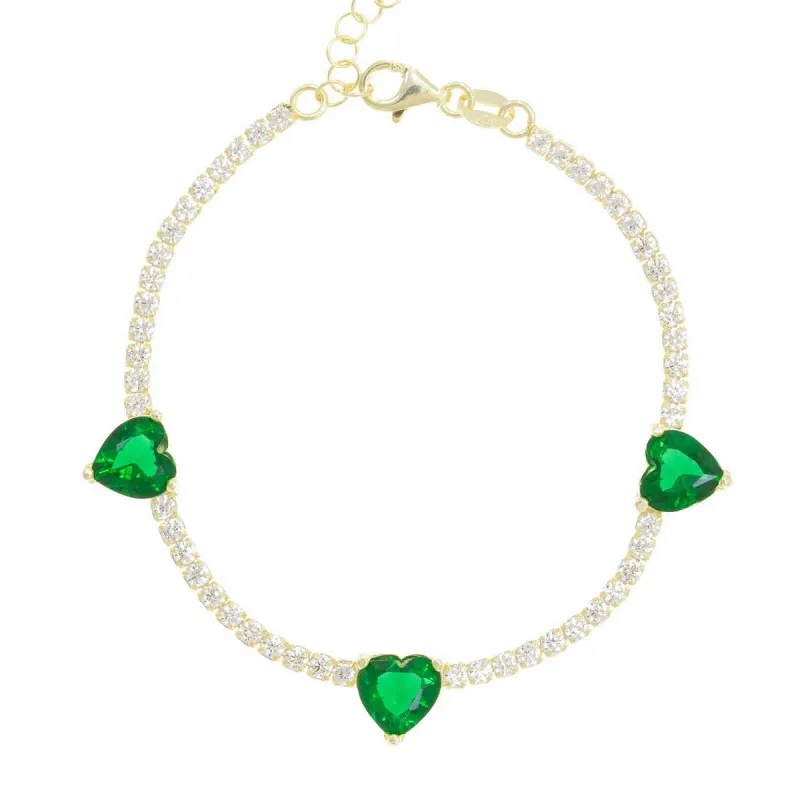 Emerald Hearts Trifecta Bracelet sold by Ragen Jewels