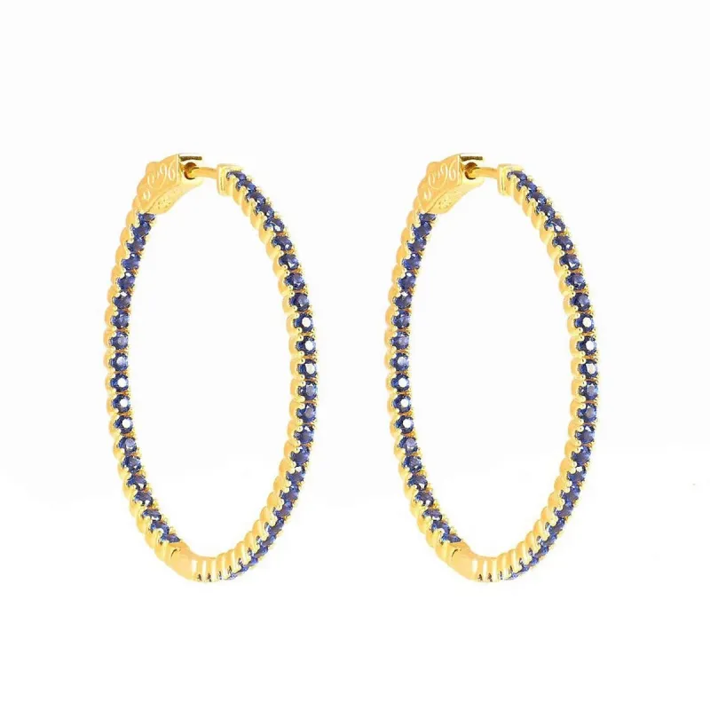 Sapphire Crystal Pave Gold Hoops sold by Ragen Jewels