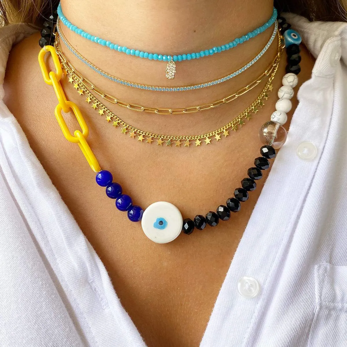 Grecian Eyes Beaded Necklace sold by Ragen Jewels product image thumbnail 2