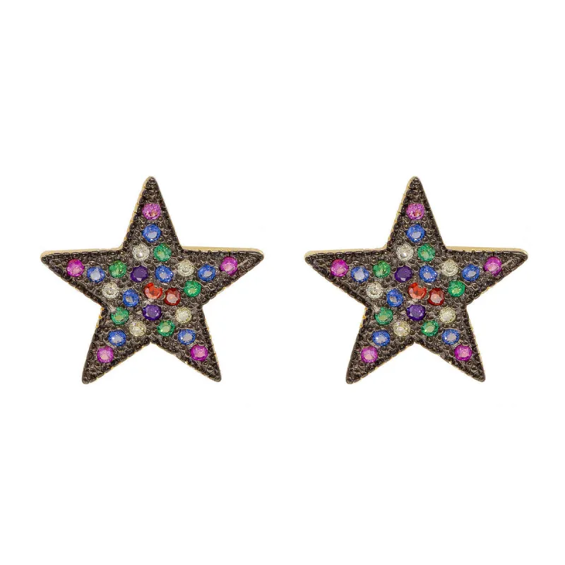 Rainbow Crystal Star Paired Studs sold by Ragen Jewels