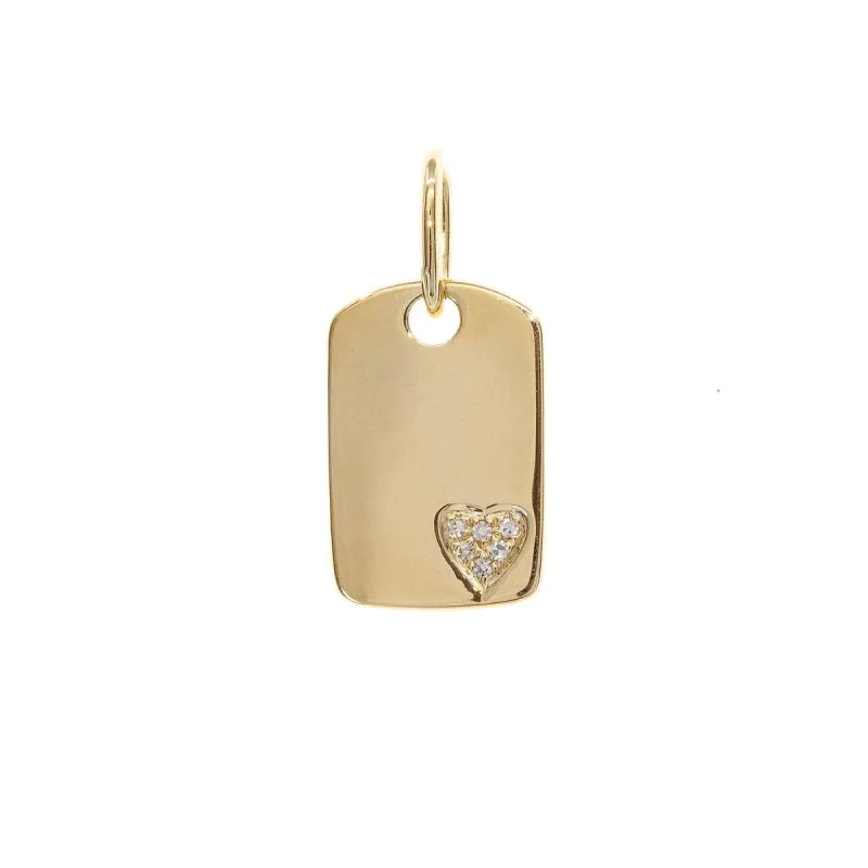 Heart of Gold Dog Tag Charm (14K Gold) sold by Ragen Jewels