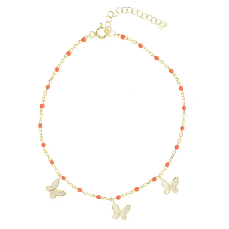Mariposa Anklet in Coral sold by Ragen Jewels