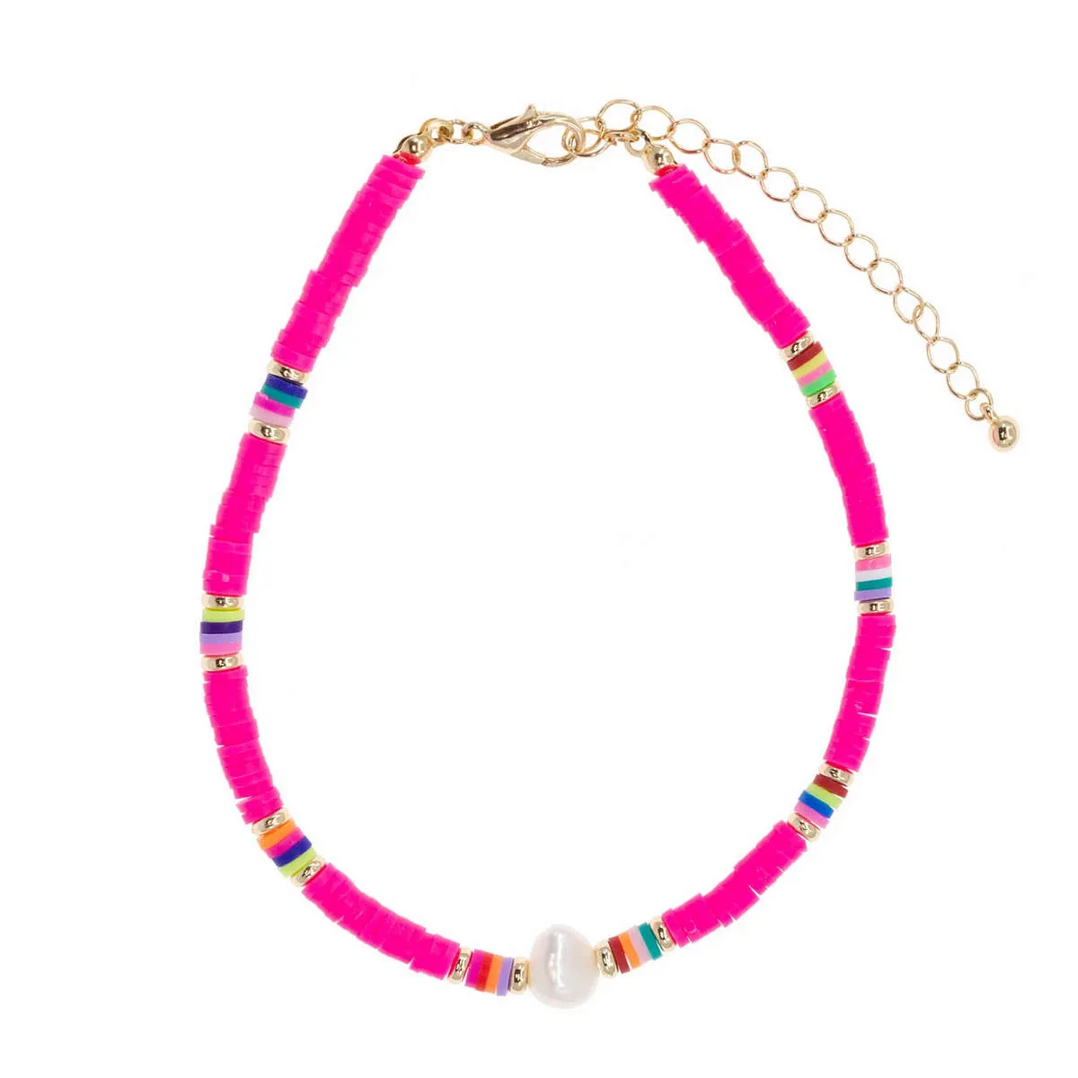 Pearl of the Ocean Anklet in Fuscia sold by Ragen Jewels