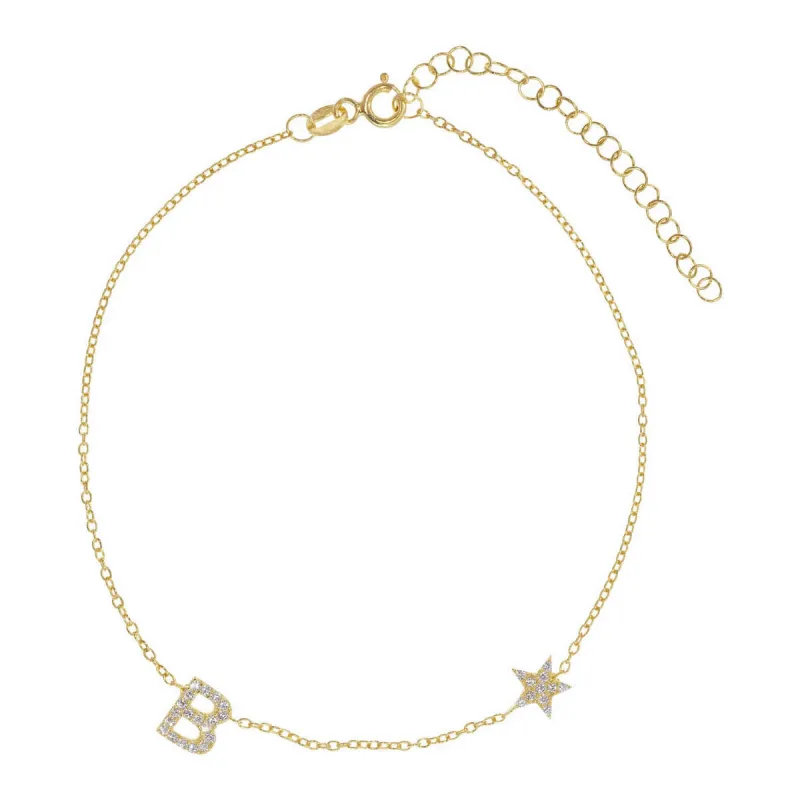 You're A Star Initial Bracelet in Crystal Clear sold by Ragen Jewels