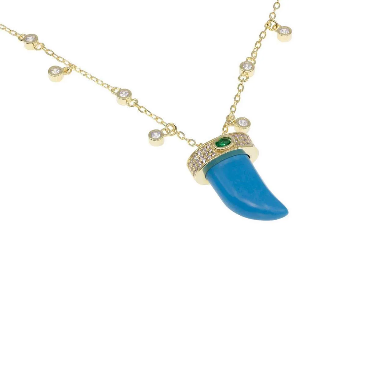 Tiger Tooth Necklace in Turquoise sold by Ragen Jewels product image thumbnail 3