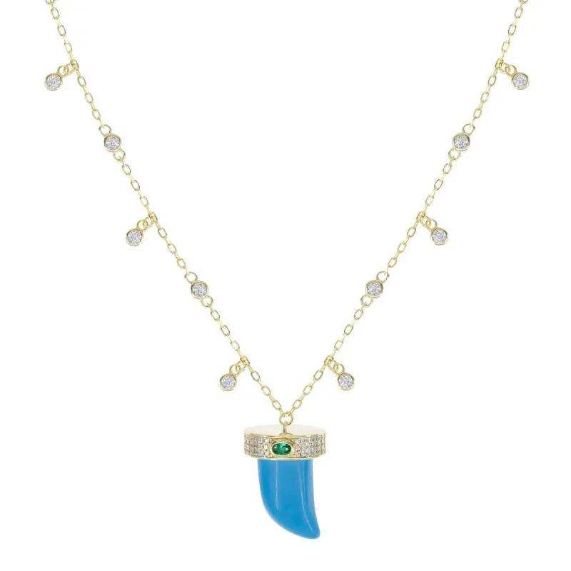 Tiger Tooth Necklace in Turquoise sold by Ragen Jewels