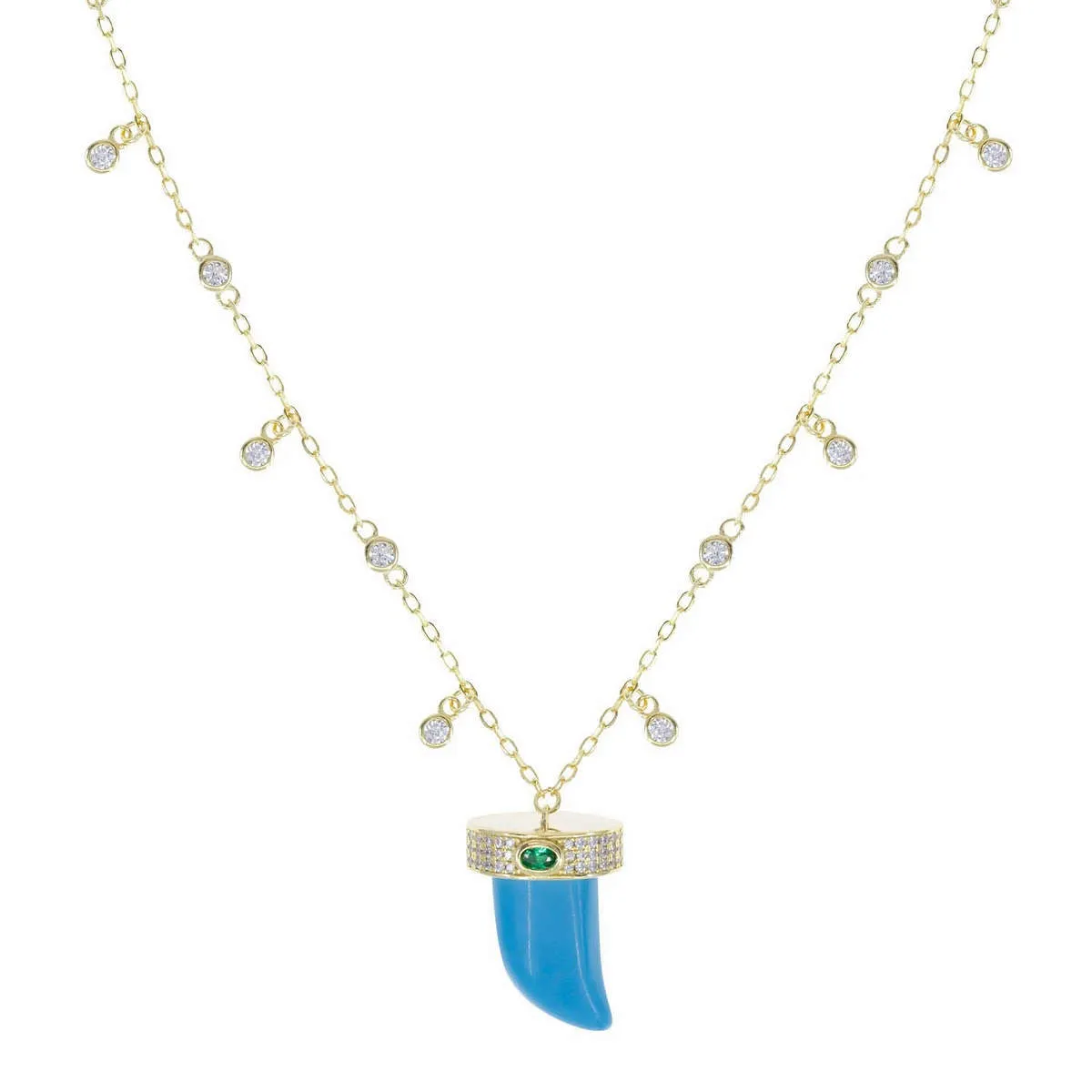 Tiger Tooth Necklace in Turquoise sold by Ragen Jewels